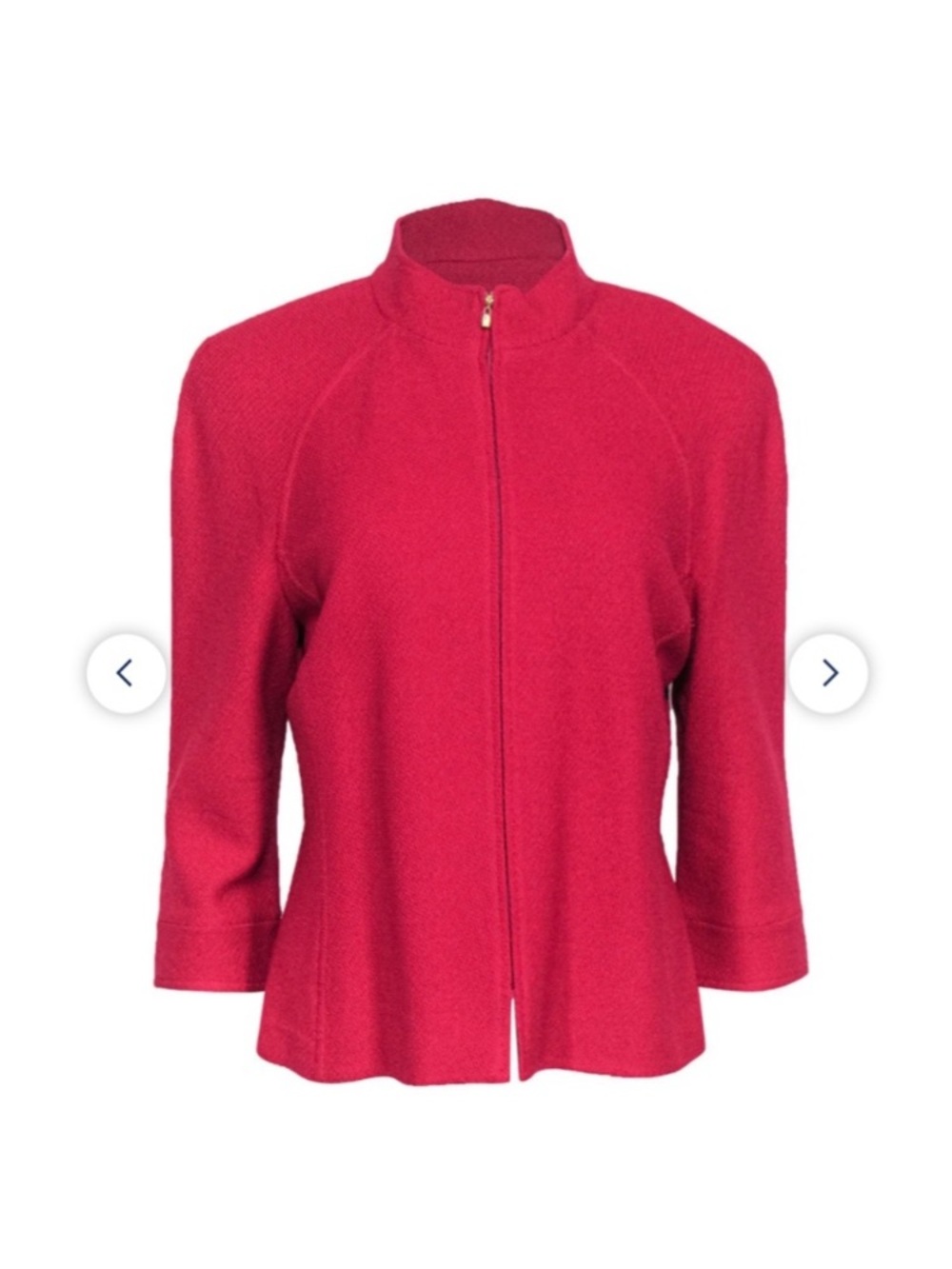 St. John Santana Knit Jacket Sz 8 Wool Blend Luxe Casual Minimalist Zip Front